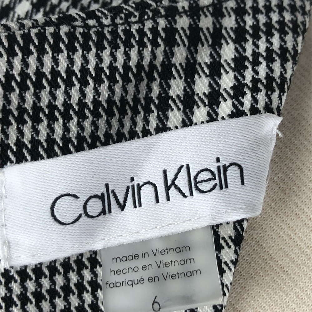 CALVIN KLEIN sheath dress ruffle plaid black white - Picture 7 of 8
